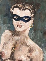 Tableau. 1950. Portrait de femme. 55x46. Nu.