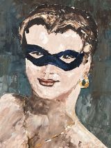 Tableau. 1950. Portrait de femme. 55x46. Nu.