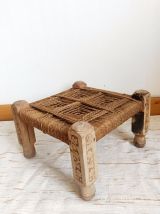 Tabouret indien ancien à cordages 