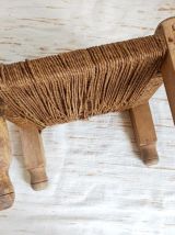 Tabouret indien ancien à cordages 