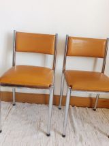 Paire de chaises Skaï et chrome 1970 