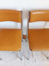 Paire de chaises Skaï et chrome 1970 