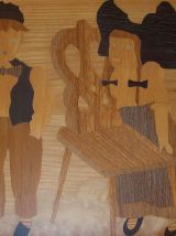 Plateau bois marqueterie, vintage