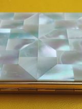 Poudrier ancien Nacré - Miroir bisauté - Vintage