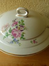 Soupière porcelaine année 1940 motif fleur