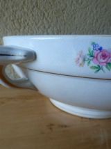 Soupière porcelaine année 1940 motif fleur