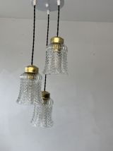 ANCIEN LUSTRE CASCADE VINTAGE 3 FEUX 1960 