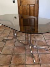 Table Roche Bobois.1970. Acier chromé. 195x95.