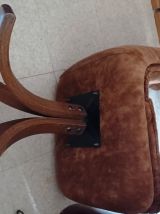 CHAISE OU FAUTEUIL PIVOTANT EN VELOURS, PIEDS BOIS