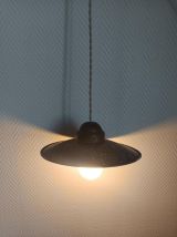 Paire de suspensions industrielles en tôle émaillée vintage 