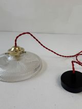 SUSPENSION ANCIENNE EN VERRE PRISMATIQUE VINTAGE