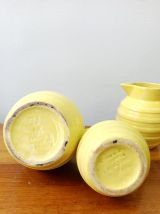 3 pichets Orchies art déco en céramique jaune 