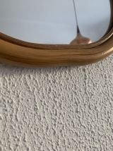 Miroir vintage 1960 pomme rotin osier bambou - 32 x 35 cm