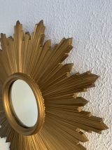 Miroir vintage 1970 soleil plastique doré - 44 cm