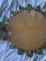 Miroir vintage 1970 soleil plastique doré - 44 cm