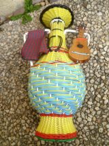 Bouteille en verre VIRESA , scoubidou , vintage