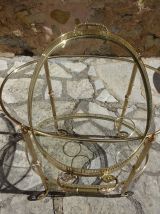 Desserte roulante en verre et laiton doré, Maison Baguès, an