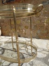 Desserte roulante en verre et laiton doré, Maison Baguès, an