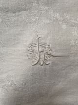 6 serviettes de table fil de coton damassé monogramme SL.