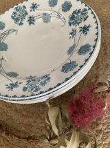 4 assiettes creuses Sarreguemines U&amp;Cie modele géranium 1900