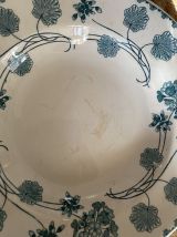 4 assiettes creuses Sarreguemines U&amp;Cie modele géranium 1900