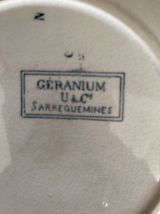 4 assiettes creuses Sarreguemines U&amp;Cie modele géranium 1900
