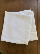 Paire beaux torchons fil de coton damassé monogramme BM.