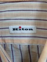 Chemise Kiton rose saumon à rayures rétro