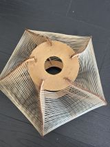 Suspension vintage 1960 scandinave lustre fil et bois - 23 x