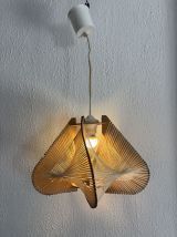 Suspension vintage 1960 scandinave lustre fil et bois - 23 x