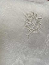 Nappe ancienne en fil de coton damassé  monogramme SL.