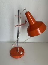 Lampe vintage 1960 Monteuse Delmas bureau orange carotte  - 
