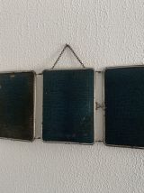Miroir vintage 1950 triptyque barbier biseauté canard - 24 x