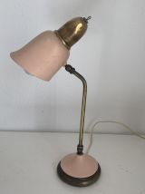 Lampe vintage 1950 style cocotte rose dorée bureau - 43 cm