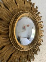 Miroir vintage 1960 soleil oeil de sorcière or bombé - 48 cm