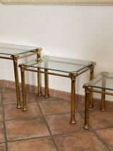 Lot de 3 tables gigognes Hollywood Regency. 1970. 
