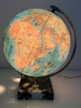 Globe vintage 1976 terrestre Taride verre marbre mappemonde 