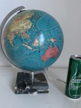 Globe vintage 1976 terrestre Taride verre marbre mappemonde 