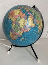 Globe vintage 1975 terrestre tripode verre Taride mappemonde