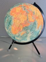 Globe vintage 1975 terrestre tripode verre Taride mappemonde