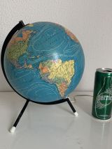 Globe vintage 1975 terrestre tripode verre Taride mappemonde