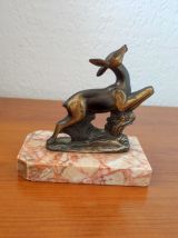 Serre Livres Biche en Régule sur Marbre - Art Déco