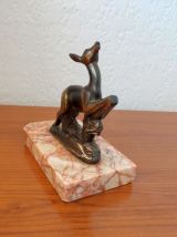 Serre Livres Biche en Régule sur Marbre - Art Déco