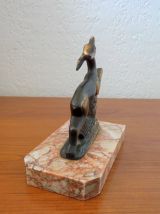 Serre Livres Biche en Régule sur Marbre - Art Déco