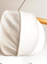 Suspension scandinave vintage, bois et tissu 