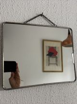 Miroir vintage 1960 barbier coiffeur carton chainette - 29 x