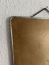 Miroir vintage 1960 barbier coiffeur carton chainette - 29 x