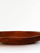 Grande coupe à fruits en bois brutaliste 