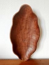 Grande coupe à fruits en bois brutaliste 