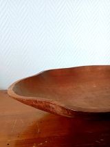 Grande coupe à fruits en bois brutaliste 